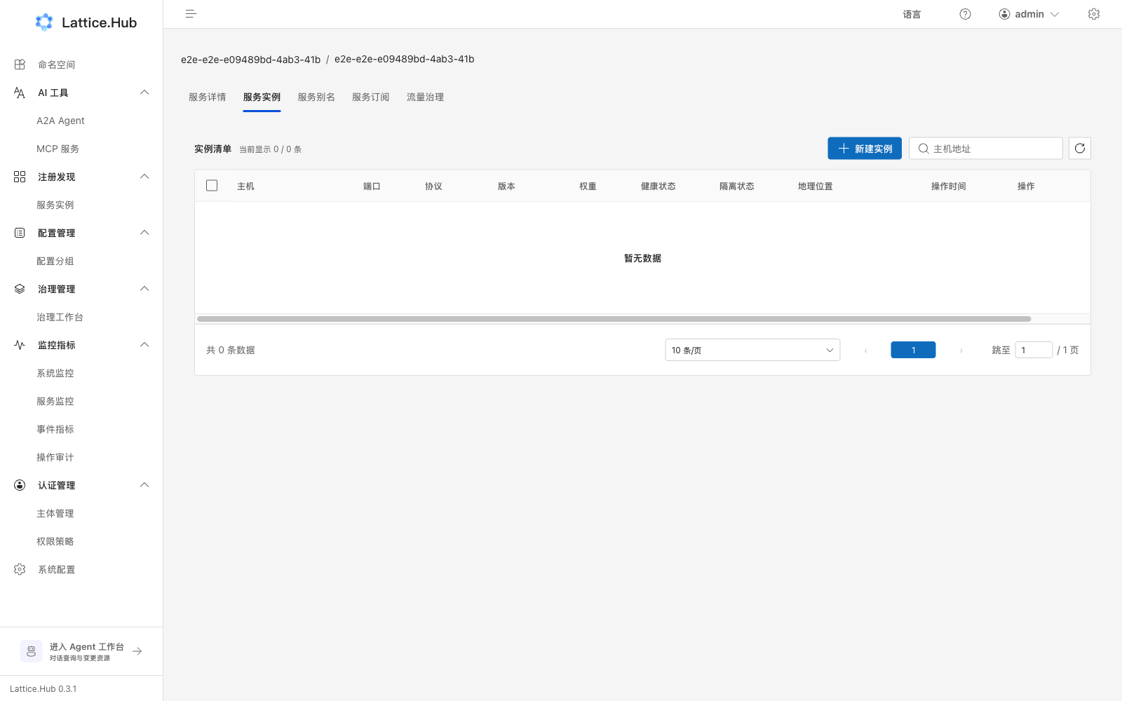 服务实例 Tab